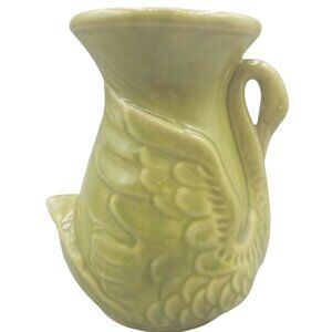 Shawnee Swan Vase Olive Green Art Pottery 6" Tall USA 806